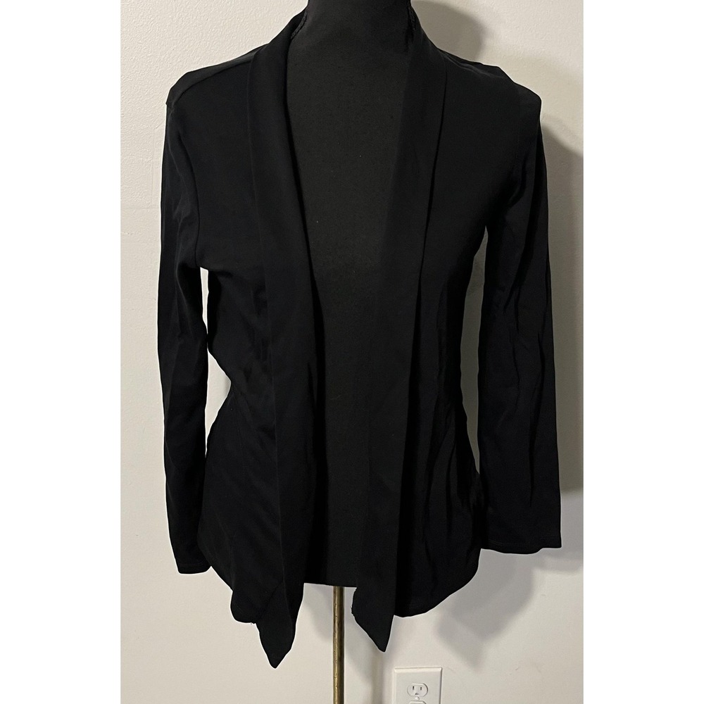 L.L. Bean Sweater Cardigan Womens S Black Supima Cotton Open Front Lightweight